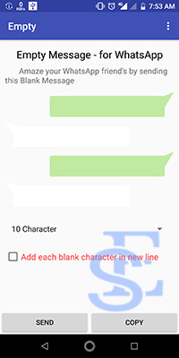 empty character for whatsapp