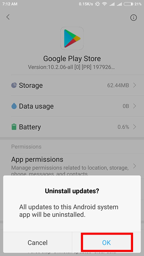 google play store no connection retry