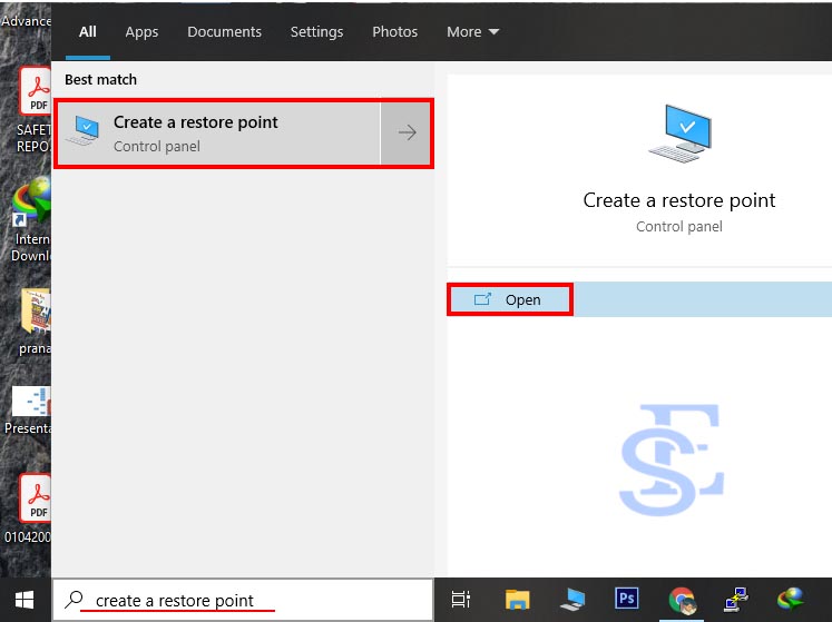 create system restore point manually