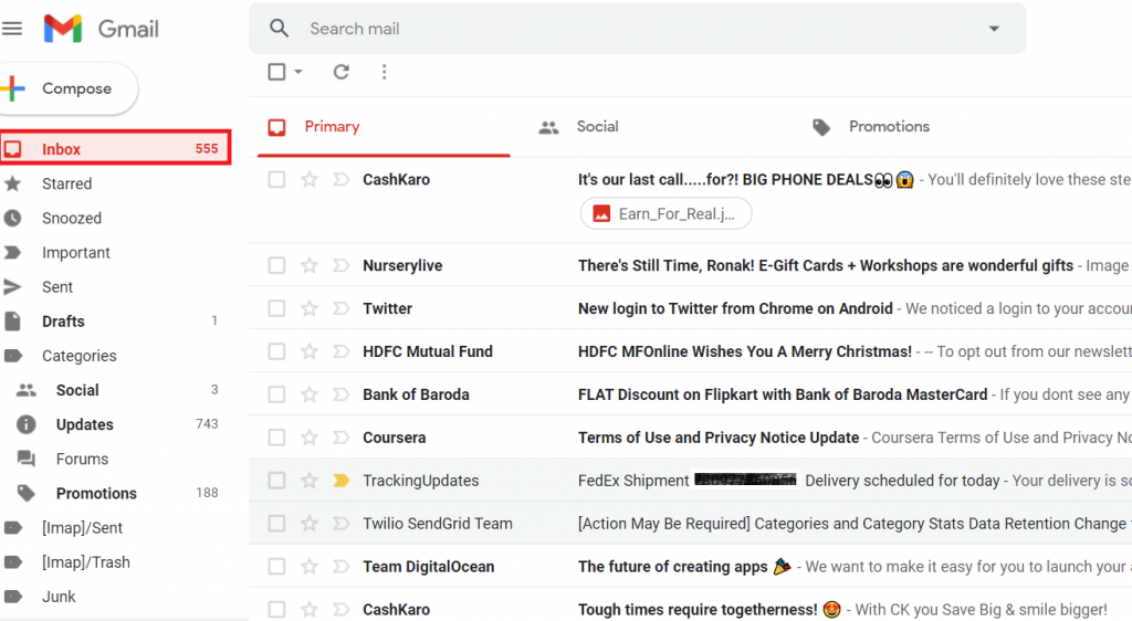 don have all mail in my gmail inbox