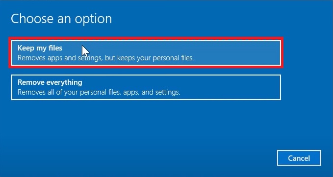 Keep personal files, apps, and Windows settings