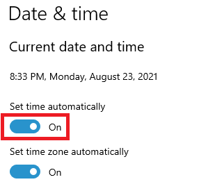 set date and time in windows 10