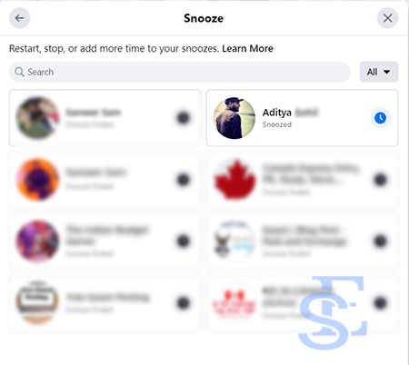 Snooze on facebook android phone