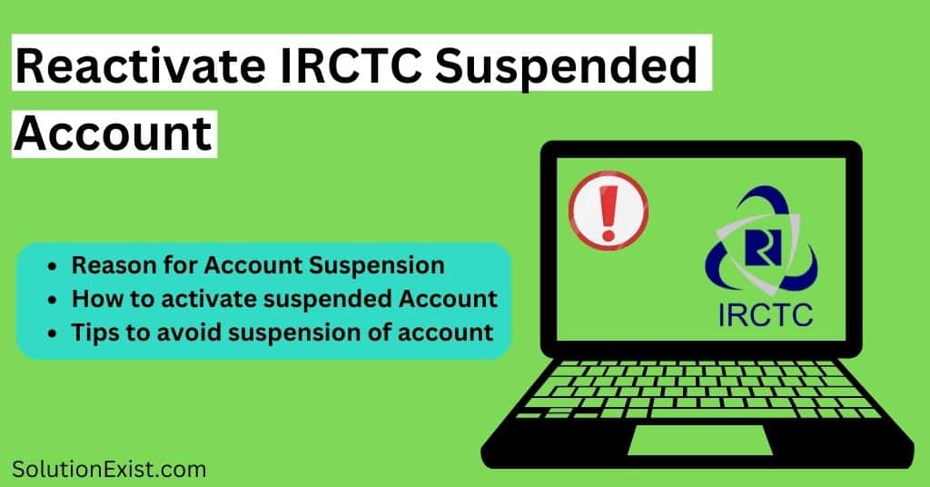 Activate IRCTC Suspended Account