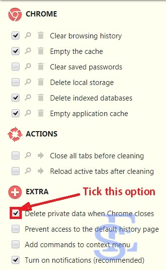 chrome how to clear history on exit