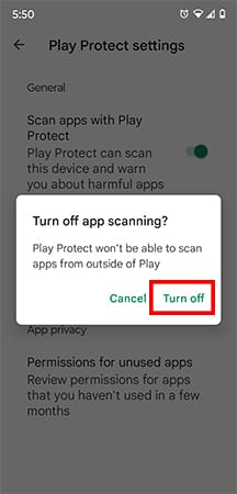 Disable Play Protect in Android