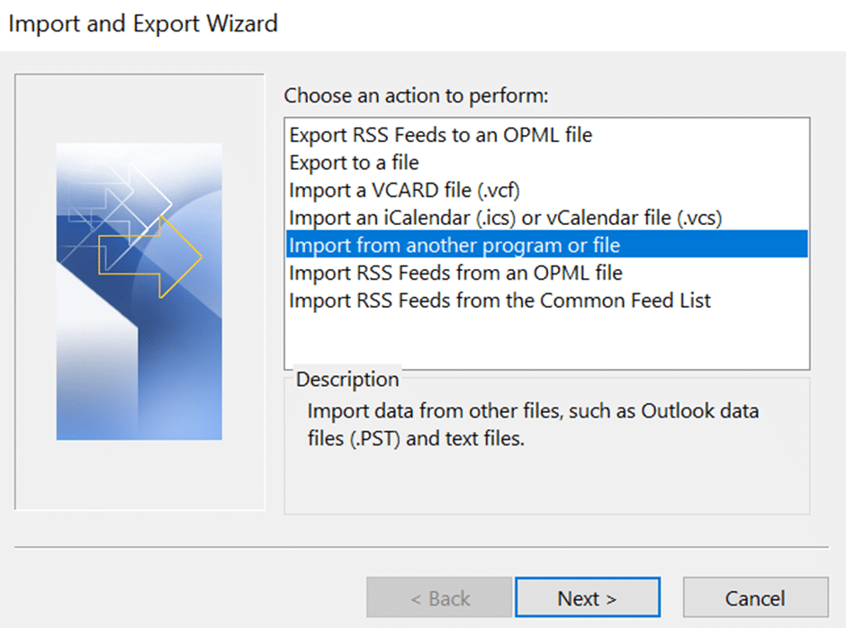 Import PST to Outlook